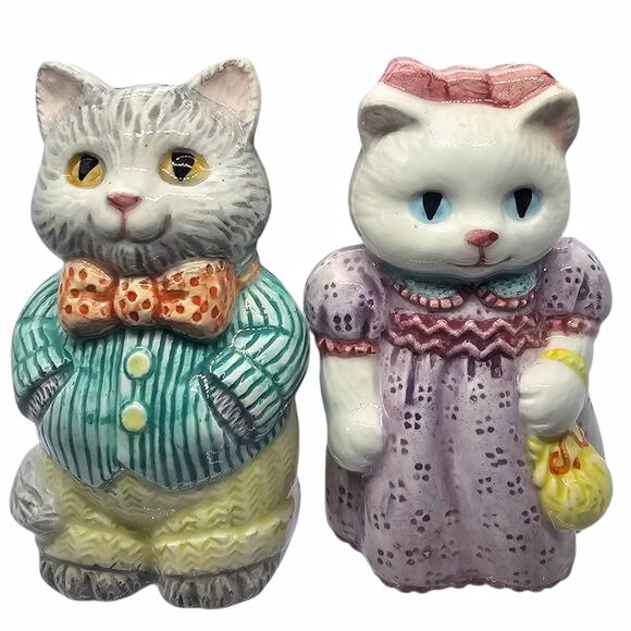 Country Purr-fection Cat Kitten Salt & Pepper Set Avon Vintage 1992 New in Box - Picture 2 of 12